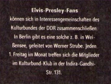 Info zur IG "Elvis Presley" aus "Neues Leben" (1/90)
