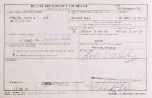 Elvis´ Urlaubsschein